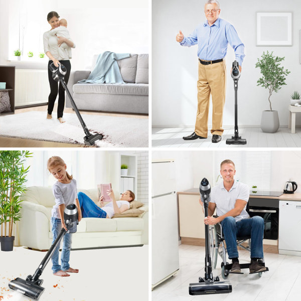 Moosoo Cordless Stick Vacuum Cleaner with LED Display, AntiTangle